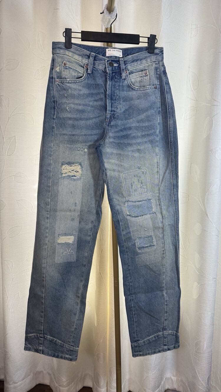 Free People Tricia Fix Collab Distressed Jeans, 2 Sizes 26(US 2) & 31(US 12)